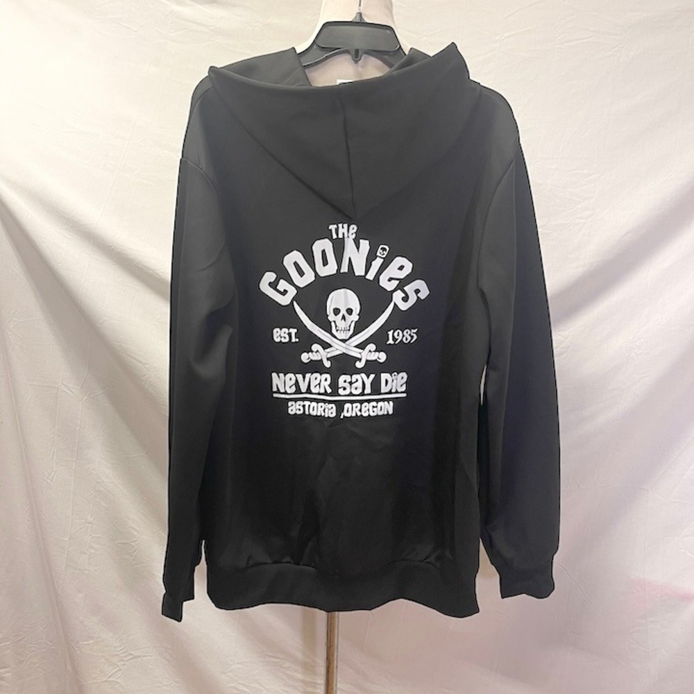 Goonies Black Men's Hoodie Print Front & Back Full Zip Size 2XL - Picture 4 of 5
